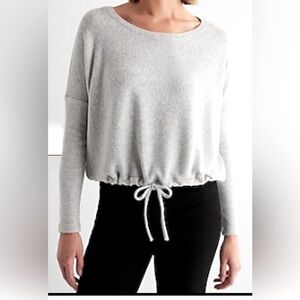 Express Women's Ribbed Knit Crew Neck Top with Cinched Hem size L